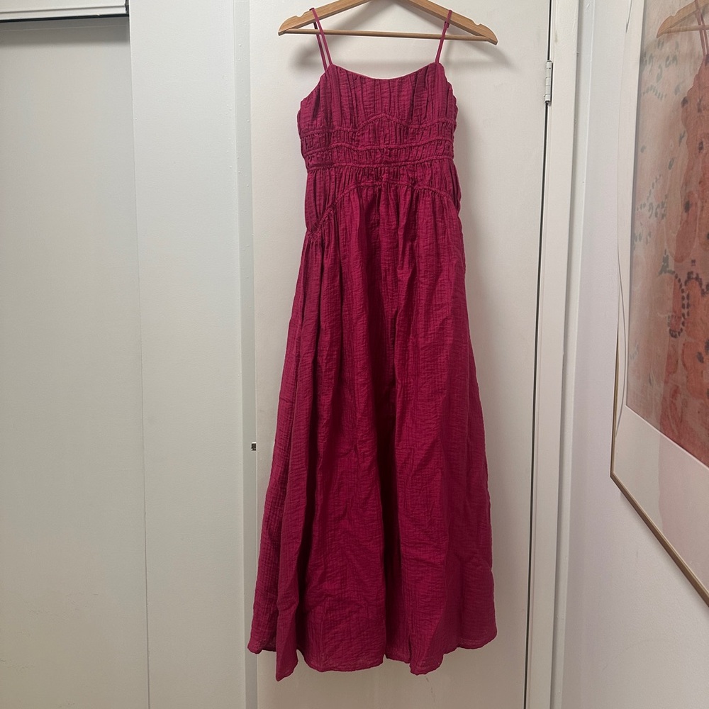 AQUA Ruched Midi Dress